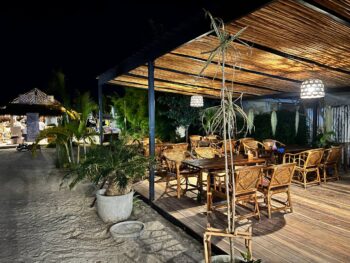 SAUDADE Bar beachfront seating and sunset view on Koh Phangan