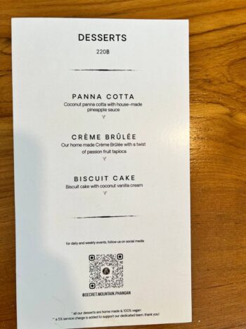 Secret Mountain restaurant dishes and breakfast plates