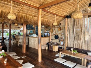 Why Nam Restaurant beachfront seating on Wai Nam Beach Koh Phangan