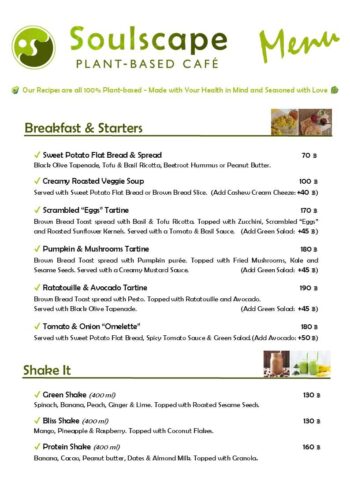 Soulscape Vegan Menu – Delicious and Nutritious Dishes to Nourish Your Body