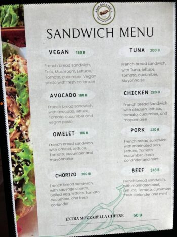 Mama Market Srithanu food court menu on Koh Phangan