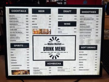 Mama Market Srithanu food court menu on Koh Phangan