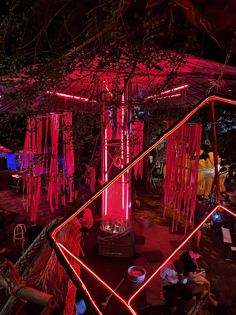 Sound Garden Koh Phangan interior with three levels and central tree