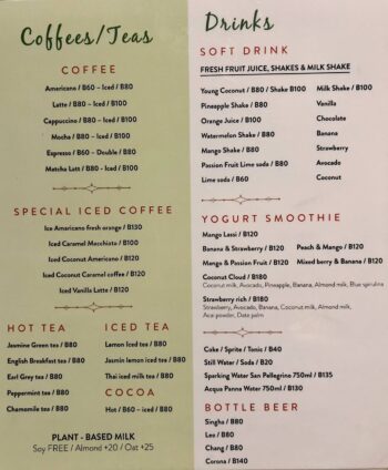 Kikekla Bar & Restaurant menu with Thai and international dishes