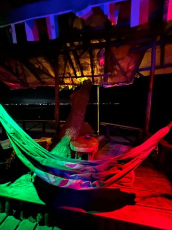 Rainbow Tree House interior in Haad Rin, Koh Phangan — cozy beach bar vibe