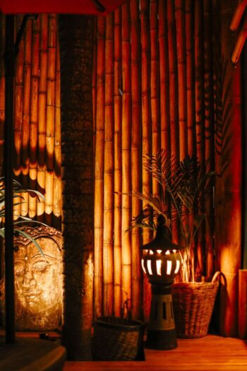 Design details and ambiance lighting inside Catch restaurant Koh Phangan