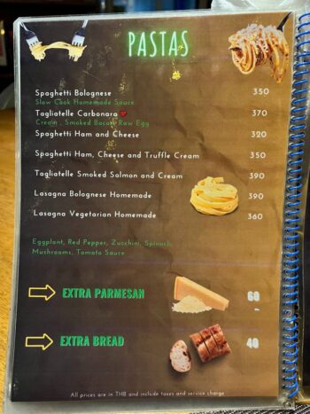 Belgian Beer Bistro Koh Phangan menu with mussels, pasta and European dishes