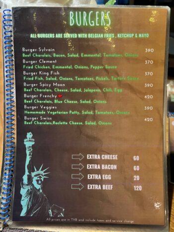 Belgian Beer Bistro Koh Phangan menu with mussels, pasta and European dishes