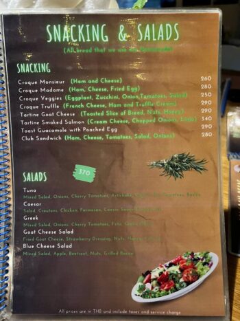 Belgian Beer Bistro Koh Phangan menu with mussels, pasta and European dishes