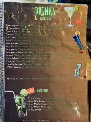 Belgian Beer Bistro Koh Phangan menu with mussels, pasta and European dishes