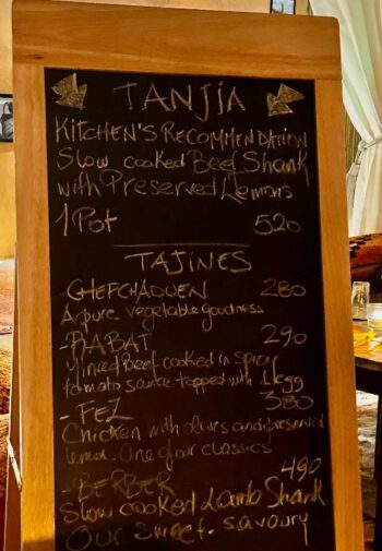 Dar Mansour Morocco’s Kitchen Koh Phangan menu with Moroccan dishes