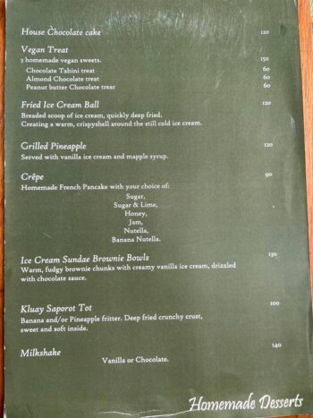 Baan Manali Beach Café Koh Phangan menu with breakfast and beach food