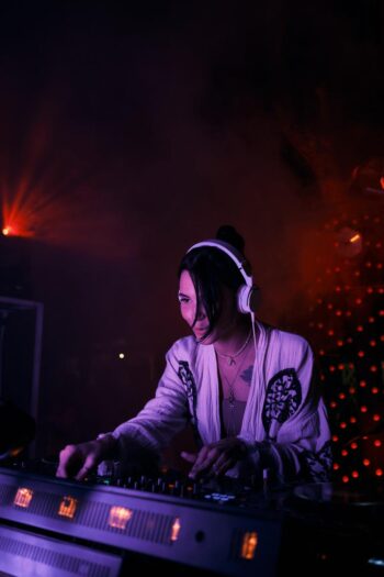 DJ Kris Nami playing an organic house sunset set at Bluerama Koh Phangan