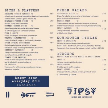 Tipsy Cocktail Bar menu in Srithanu Koh Phangan