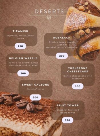 Haad Rin Sky Bistro and Bar menu Koh Phangan