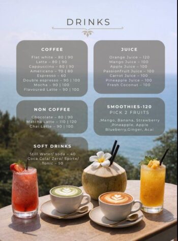 Haad Rin Sky Bistro and Bar menu Koh Phangan