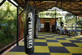 Yod Khao Muay Thai gym interior and training area in Ban Tai Koh Phangan
