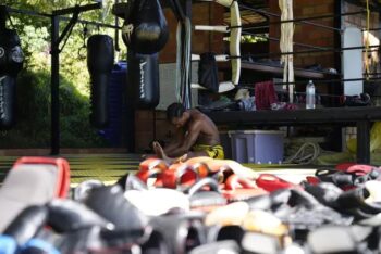 Yod Khao Muay Thai gym interior and training area in Ban Tai Koh Phangan