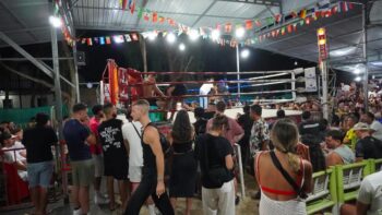 Jaroenrit Stadium Muay Thai ring and seating area Koh Phangan