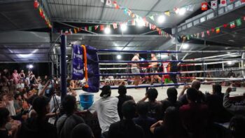 Jaroenrit Stadium Muay Thai ring and seating area Koh Phangan