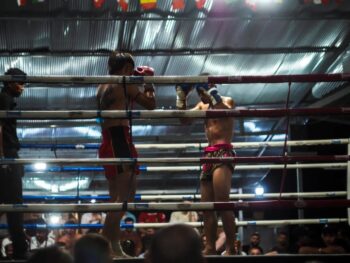 Jaroenrit Stadium Muay Thai ring and seating area Koh Phangan