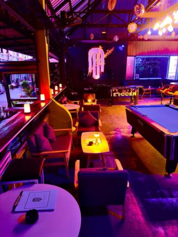 MBAR Hostel Haad Rin interior and social common area on Koh Phangan