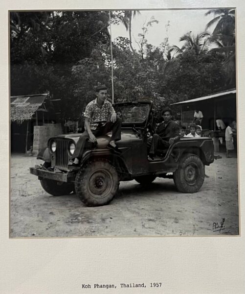 Local residents with a jeep on Koh Phangan in 1957