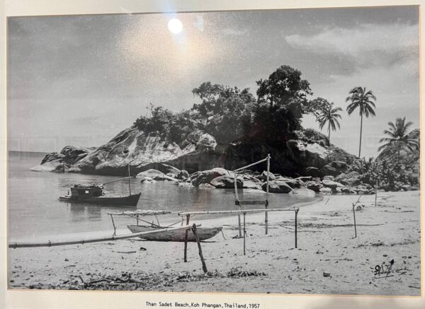 Than Sadet Beach with traditional boats on Koh Phangan in 1957
