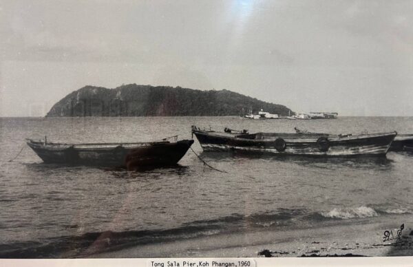 Traditional boats at Thong Sala Pier on Koh Phangan in 1960
