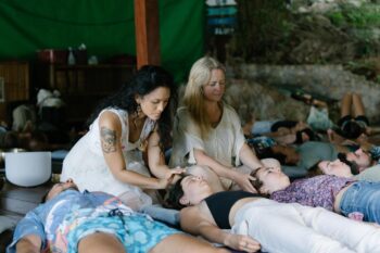 Yoga class at Samma Karuna with ocean view on Koh Phangan